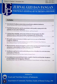 Image of Jurnal Gizi dan Pangan Volume 16, Number 3, November 2021