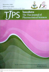 Thai Journal Of Pharmaceutical Sciences (TJPS) Vol 43, No 4 (2019)