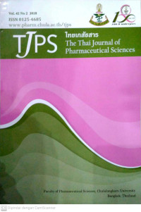 Thai Journal Of Pharmaceutical Sciences (TJPS) Vol 42, No 2 (2018)