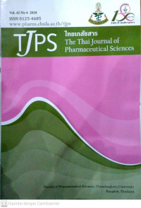 Thai Journal Of Pharmaceutical Sciences (TJPS) Vol 42, No 4 (2018)