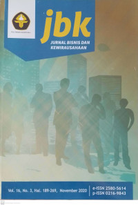 Jurnal Bisnis dan Kewirausahaan Vol 16, No 3, November 2020