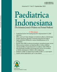 Jurnal Paediatrica Indonesiana (The Indonesian Journal of Pediatrics and Perinatal Medicine) Volume 61 No. 5 September 2021