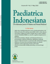 Jurnal Paediatrica Indonesiana (The Indonesian Journal of Pediatrics and Perinatal Medicine) Volume 60 No. 3 May 2020