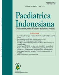 Jurnal Paediatrica Indonesiana (The Indonesian Journal of Pediatrics and Perinatal Medicine) Volume 60 No. 4 July 2020