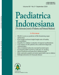 Jurnal Paediatrica Indonesiana (The Indonesian Journal of Pediatrics and Perinatal Medicine) Volume 60 No. 5 September 2020