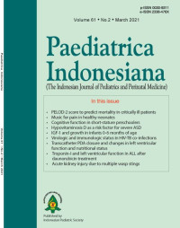 Jurnal Paediatrica Indonesiana (The Indonesian Journal of Pediatrics and Perinatal Medicine) Volume 61 No. 2 March 2021