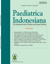 Jurnal Paediatrica Indonesiana (The Indonesian Journal of Pediatrics and Perinatal Medicine) Volume 61 No. 4 July 2021