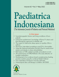 Jurnal Paediatrica Indonesiana (The Indonesian Journal of Pediatrics and Perinatal Medicine) Volume 62 No. 3 May 2022