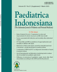 Jurnal Paediatrica Indonesiana (The Indonesian Journal of Pediatrics and Perinatal Medicine) Volume 63 No. 1 (Supplement) March 2023