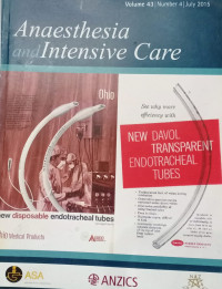 Image of Anaesthesia and Intensive  care, Volume 43 Number 4 July 2015