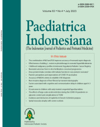 Jurnal Paediatrica Indonesiana (The Indonesian Journal of Pediatrics and Perinatal Medicine) Volume 63 No. 4 July 2023