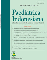 Jurnal Paediatrica Indonesiana (The Indonesian Journal of Pediatrics and Perinatal Medicine) Volume 63 No. 3 May 2023