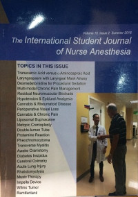 The International Student Journal of Nurse Anesthesia Volume 15 Issue 2 Summer 2016